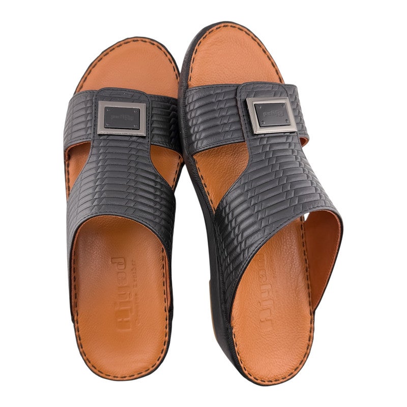 AJYAD Handmade Arabic Sandals For Men | Outdoor Mens Slippers | Everyday Flip Flops Open Toe | Arabic Genuine Shamwa Leather | New Design | Tan Footbed | Comfortable & LightWeight - Image 2